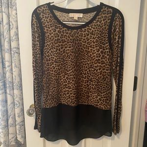 Michael Kors cheetah print tunic long sleeve top